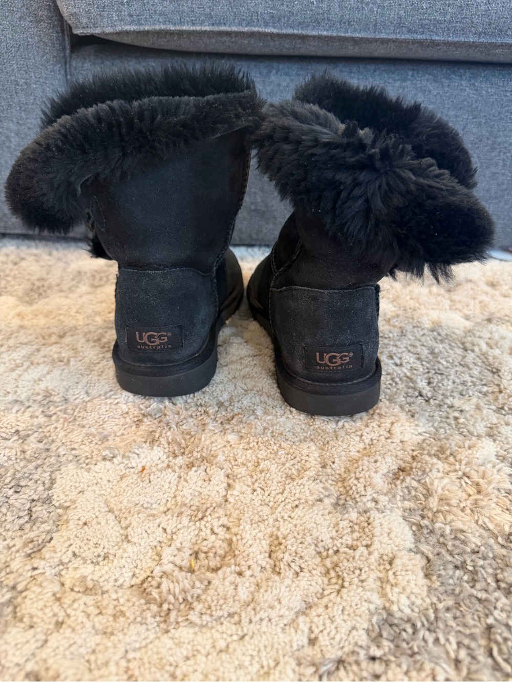 UGG Black Sheepskin Cuff Short Boot